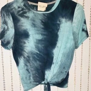 WILLOW women's crop top tie dye blue shirt Sm